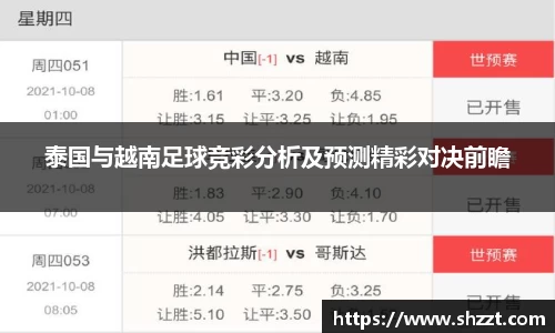 泰国与越南足球竞彩分析及预测精彩对决前瞻